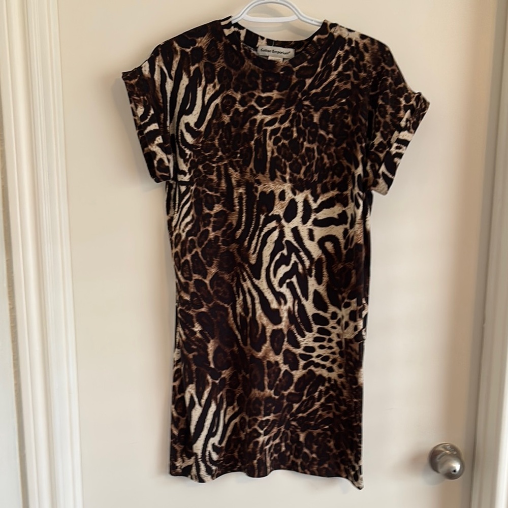 Cotton Emporium Animal Print Mini Dress - Brown and Black